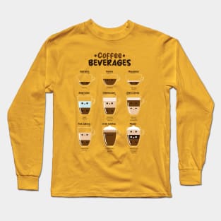 Funny T-Shirt of Different Types of Coffee Long Sleeve T-Shirt